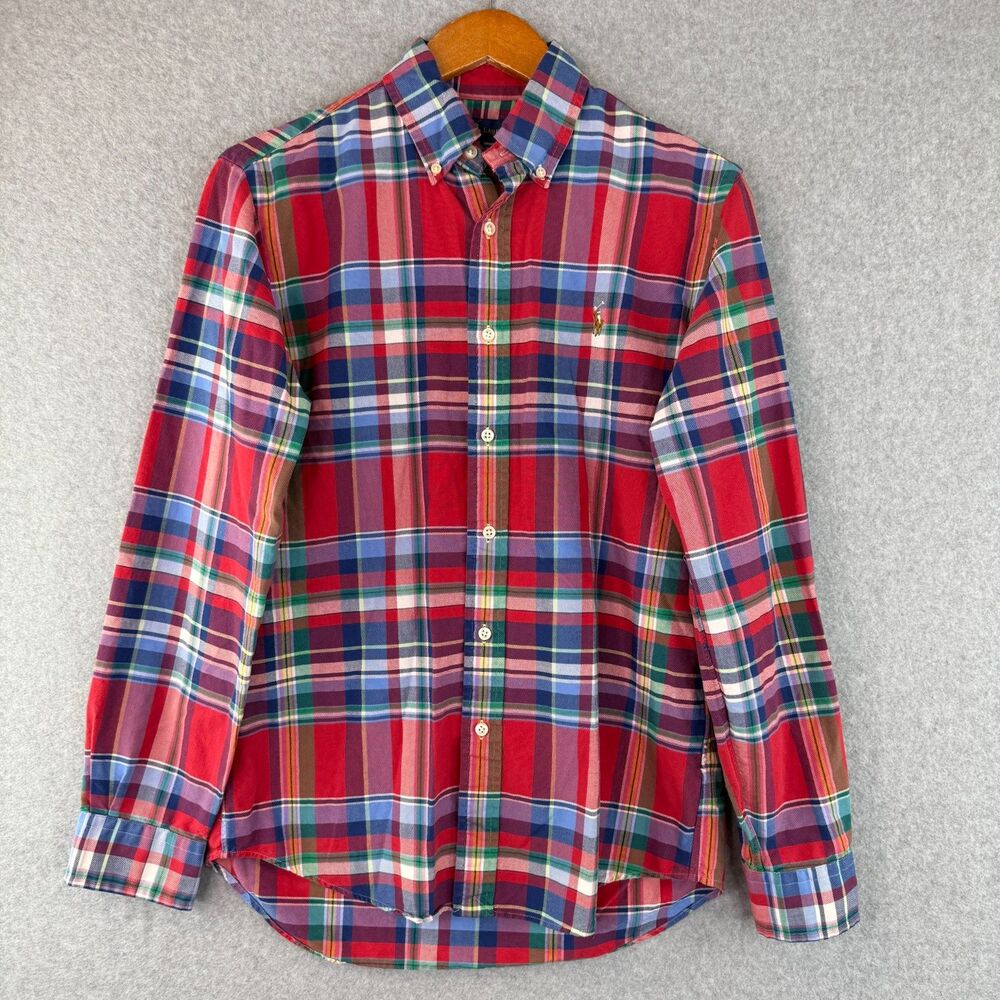 Ralph Lauren Plaid Stretch Red Flannel Button-Up Men's Shirt Size SP Classic